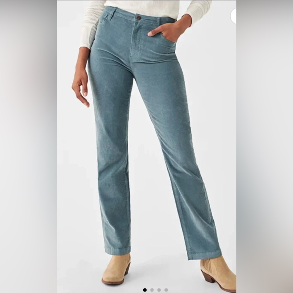 FAHERTY Julianne Corduroy Pants Blue Straight Leg Stretch Cord Size 26